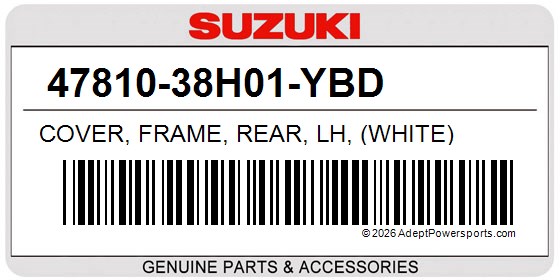 Suzuki 47810-38H01-YBD Cover, Frame, Rear, Lh, (White)