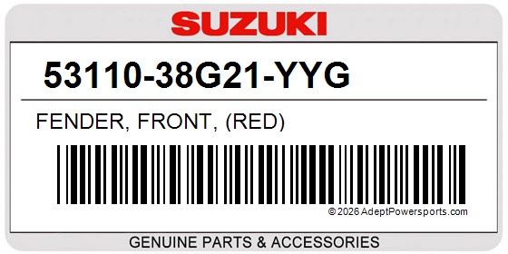 Suzuki 53110-38G21-YYG Fender, Front, (Red)