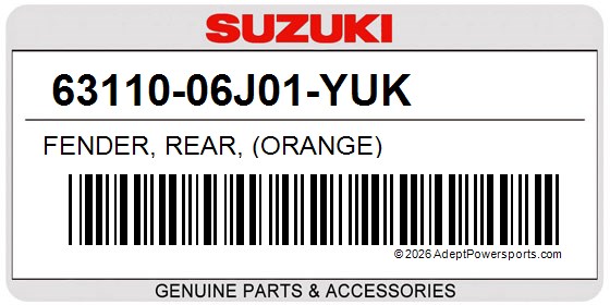 Suzuki 63110-06J01-YUK Fender, Rear, (Orange)