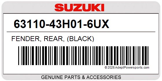 Suzuki 63110-43H01-6UX Fender, Rear, (Black)