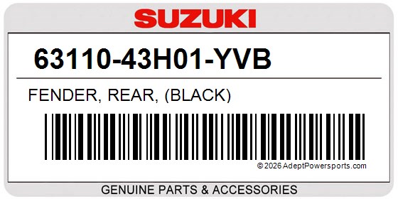 Suzuki 63110-43H01-YVB Fender, Rear, (Black)