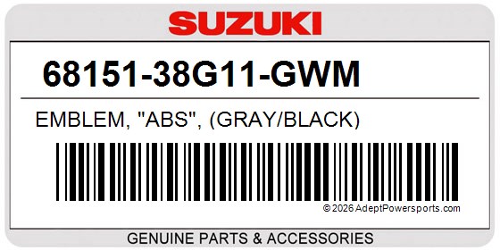 Suzuki 68151-38G11-GWM Emblem, "Abs", (Gray/Black)