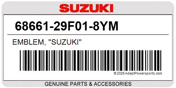 Suzuki 68661-29F01-8YM Emblem, "Suzuki"