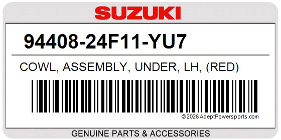 Suzuki 94408-24F11-YU7 Cowl, Assembly, Under, Lh, (Red)