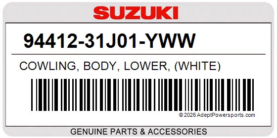 Suzuki 94412-31J01-YWW Cowling, Body, Lower, (White)
