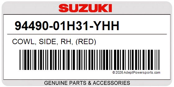 Suzuki 94490-01H31-YHH Cowl, Side, Rh, (Red)