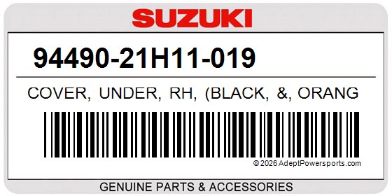 Suzuki 94490-21H11-019 Cover, Under, Rh, (Black, &, Orange)