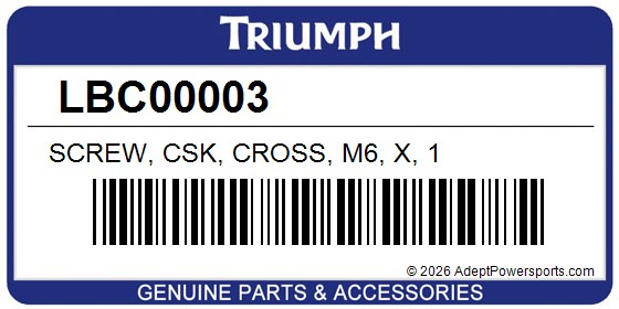 Triumph LBC00003 Screw, Csk, Cross, M6, X, 1