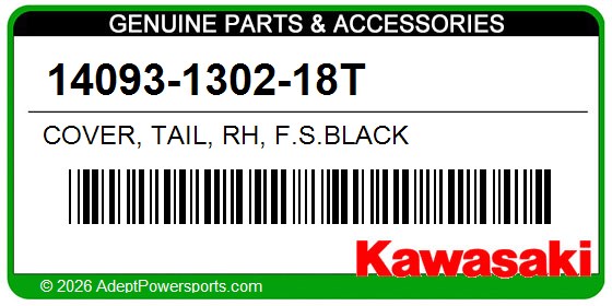 Kawasaki 14093-1302-18T Cover, Tail, Rh, F.S.Black
