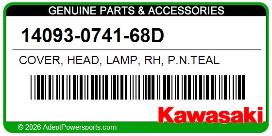 Kawasaki 14093-0741-68D Cover, Head, Lamp, Rh, P.N.Teal