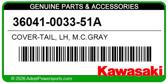 Kawasaki 36041-0033-51A Cover-Tail, Lh, M.C.Gray