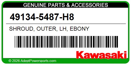 Kawasaki 49134-5487-H8 Shroud, Outer, Lh, Ebony