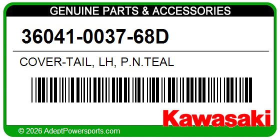Kawasaki 36041-0037-68D Cover-Tail, Lh, P.N.Teal