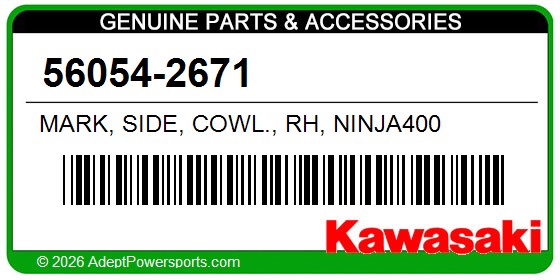 Kawasaki 56054-2671 Mark, Side, Cowl., Rh, Ninja400