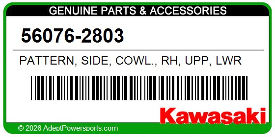 Kawasaki 56076-2803 Pattern, Side, Cowl., Rh, Upp, Lwr