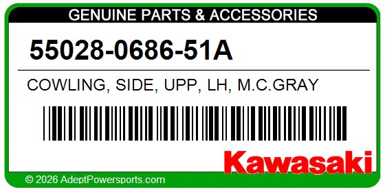 Kawasaki 55028-0686-51A Cowling, Side, Upp, Lh, M.C.Gray