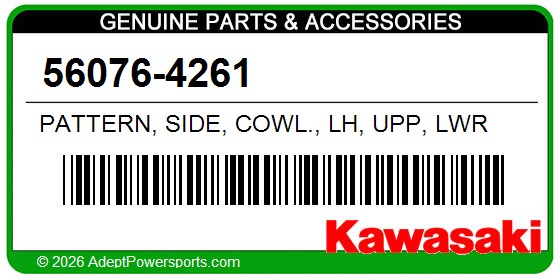 Kawasaki 56076-4261 Pattern, Side, Cowl., Lh, Upp, Lwr