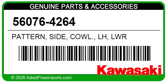 Kawasaki 56076-4264 Pattern, Side, Cowl., Lh, Lwr