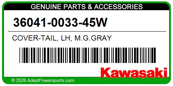 Kawasaki 36041-0033-45W Cover-Tail, Lh, M.G.Gray