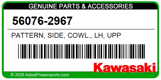 Kawasaki 56076-2967 Pattern, Side, Cowl., Lh, Upp