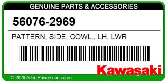 Kawasaki 56076-2969 Pattern, Side, Cowl., Lh, Lwr