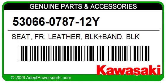 Kawasaki 53066-0787-12Y Seat, Fr, Leather, Blk+Band, Blk