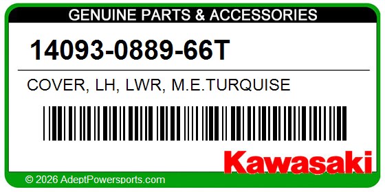Kawasaki 14093-0889-66T Cover, Lh, Lwr, M.E.Turquise