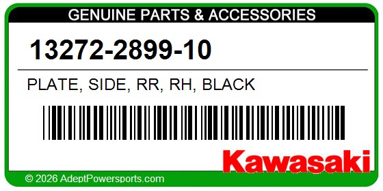 Kawasaki 13272-2899-10 Plate, Side, Rr, Rh, Black