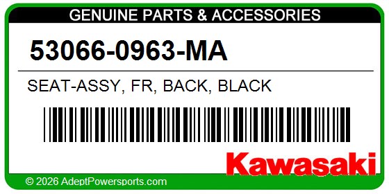 Kawasaki 53066-0963-MA Seat-Assy, Fr, Back, Black