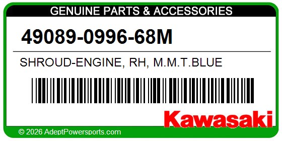 Kawasaki 49089-0996-68M Shroud-Engine, Rh, M.M.T.Blue