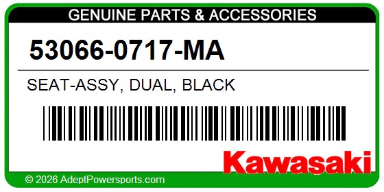 Kawasaki 53066-0717-MA Seat-Assy, Dual, Black