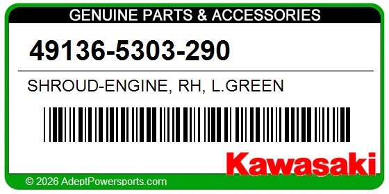 Kawasaki 49136-5303-290 Shroud-Engine, Rh, L.Green