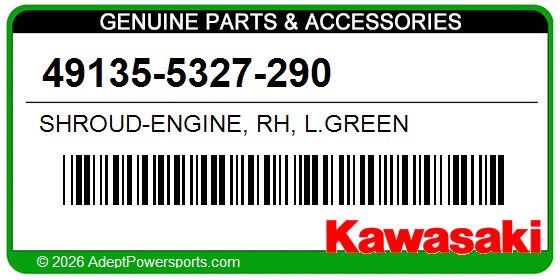 Kawasaki 49135-5327-290 Shroud-Engine, Rh, L.Green