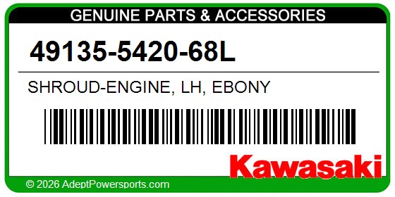Kawasaki 49135-5420-68L Shroud-Engine, Lh, Ebony