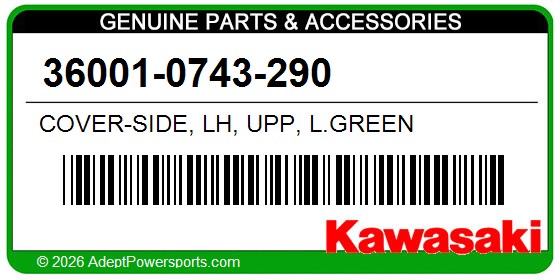 Kawasaki 36001-0743-290 Cover-Side, Lh, Upp, L.Green