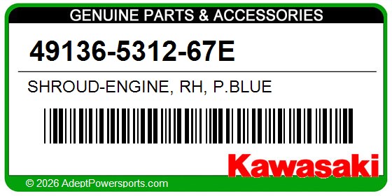Kawasaki 49136-5312-67E Shroud-Engine, Rh, P.Blue