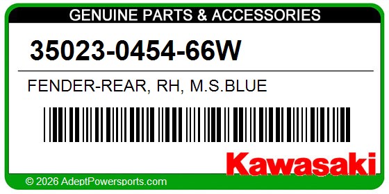 Kawasaki 35023-0454-66W Fender-Rear, Rh, M.S.Blue