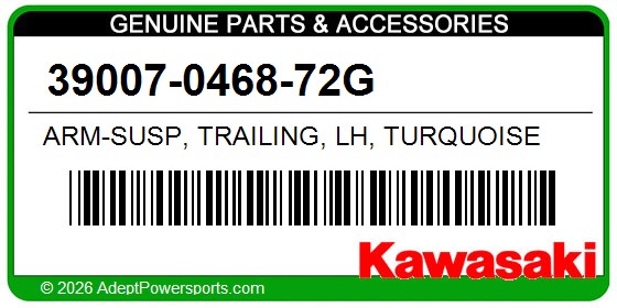 Kawasaki 39007-0468-72G Arm-Susp, Trailing, Lh, Turquoise