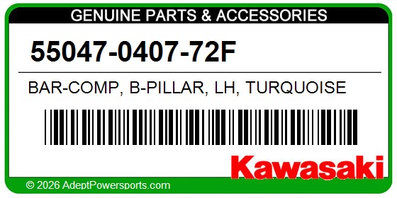Kawasaki 55047-0407-72F Bar-Comp, B-Pillar, Lh, Turquoise