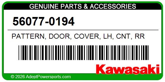 Kawasaki 56077-0194 Pattern, Door, Cover, Lh, Cnt, Rr