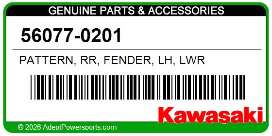 Kawasaki 56077-0201 Pattern, Rr, Fender, Lh, Lwr