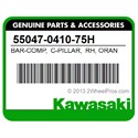 Kawasaki 55047-0410-75H Bar-Comp, C-Pillar, Rh, Orange