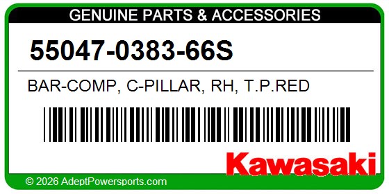 Kawasaki 55047-0383-66S Bar-Comp, C-Pillar, Rh, T.P.Red