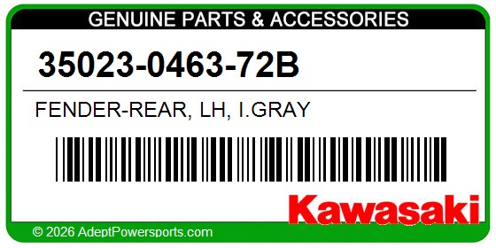 Kawasaki 35023-0463-72B Fender-Rear, Lh, I.Gray