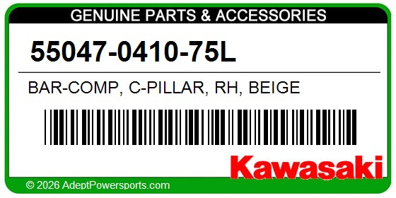 Kawasaki 55047-0410-75L Bar-Comp, C-Pillar, Rh, Beige