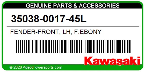 Kawasaki 35038-0017-45L Fender-Front, Lh, F.Ebony