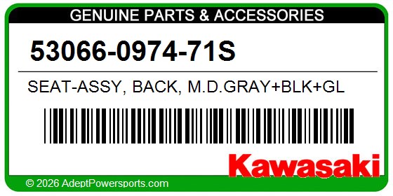 Kawasaki 53066-0974-71S Seat-Assy, Back, M.D.Gray+Blk+Gl