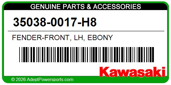 Kawasaki 35038-0017-H8 Fender-Front, Lh, Ebony