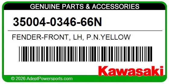 Kawasaki 35004-0346-66N Fender-Front, Lh, P.N.Yellow