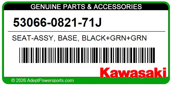 Kawasaki 53066-0821-71J Seat-Assy, Base, Black+Grn+Grn